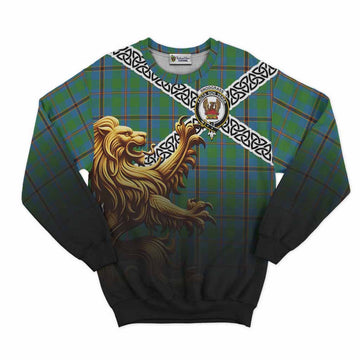 Snodgrass Crest Tartan Sweatshirt with Golden Lion Emblem Celtic Style Unisex - Tartan Vibes Clothing