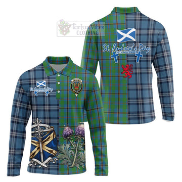 Snodgrass Tartan Long Sleeve Polo Shirt Happy St. Andrew's Day Half Tartan Style Unisex - Tartan Vibes Clothing