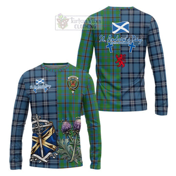 Snodgrass Tartan Long Sleeve T-Shirt Happy St. Andrew's Day Half Tartan Style Unisex - Tartan Vibes Clothing