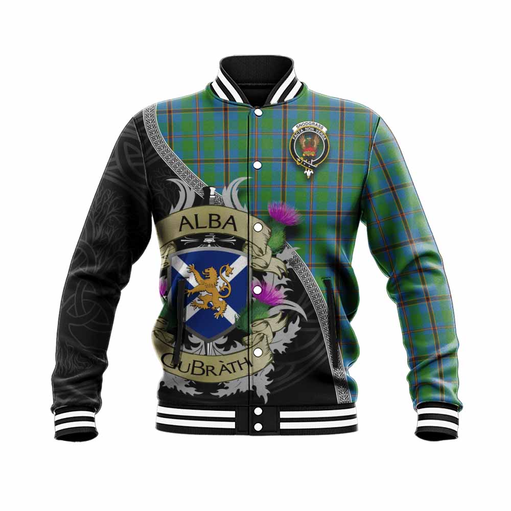 Snodgrass Tartan Family Crest Baseball Jacket Lion Rampant Royal Thistle Shield Celtic Inspired Unisex - Tartan Vibes Clothing