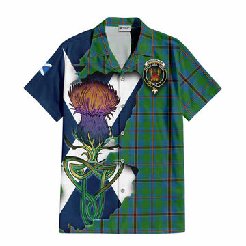 Tartan Vibes Clothing Snodgrass Tartan Family Crest Short Sleeve Button Shirt Scottish Thistle Celtic Inspired