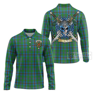Snodgrass Tartan Long Sleeve Polo Shirt with Family Crest Celtic Skull Style Unisex - Tartan Vibes Clothing