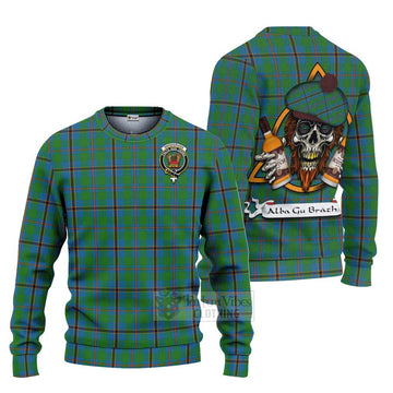 Snodgrass Tartan Ugly Sweater with Family Crest and Bearded Skull Holding Bottles of Whiskey Unisex - Tartan Vibes Clothing