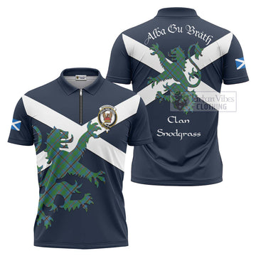 Snodgrass Tartan Lion Rampant Zipper Polo Shirt Proudly Display Your Heritage with Alba Gu Brath and Clan Name Unisex - Tartan Vibes Clothing