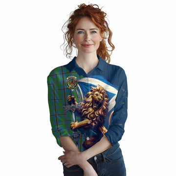 Snodgrass Tartan Family Crest Women's Casual Shirt with Scottish Majestic Lion Female - Tartan Vibes Clothing