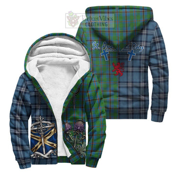 Snodgrass Tartan Sherpa Hoodie Happy St. Andrew's Day Half Tartan Style Unisex S - Tartan Vibes Clothing