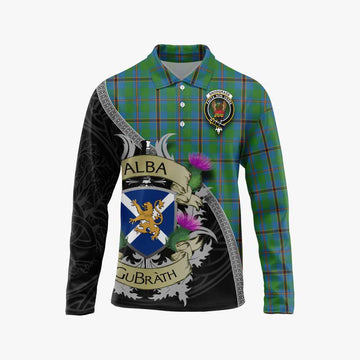 Snodgrass Tartan Family Crest Long Sleeve Polo Shirt Lion Rampant Royal Thistle Shield Celtic Inspired Unisex - Tartan Vibes Clothing