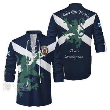 Snodgrass Tartan Lion Rampant Ghillie Kilt Shirt Proudly Display Your Heritage with Alba Gu Brath and Clan Name Men - Tartan Vibes Clothing
