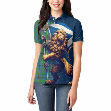 Snodgrass Tartan Family Crest Women's Polo Shirt with Scottish Majestic Lion Women - Tartan Vibes Clothing