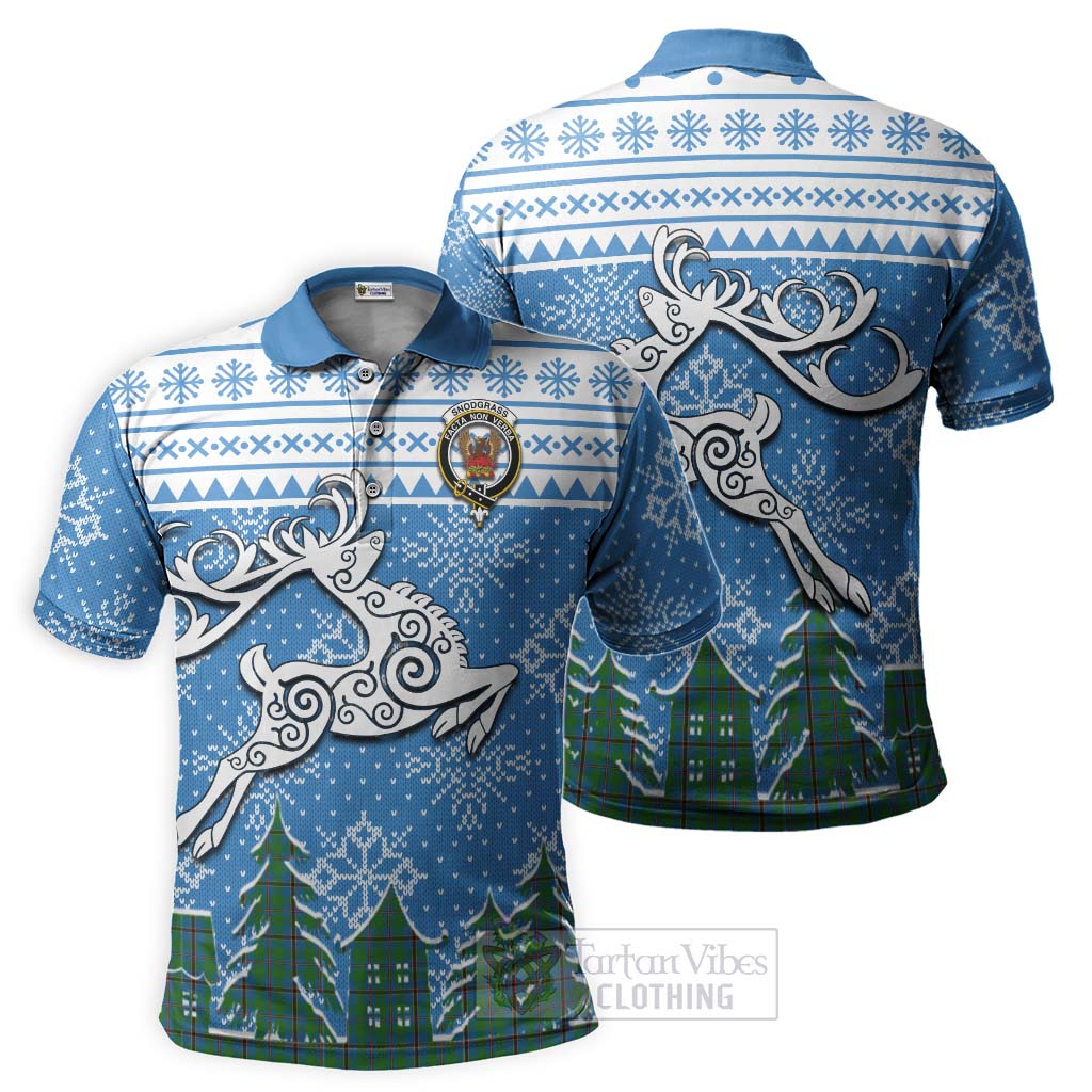 Tartan Vibes Clothing Snodgrass Clan Christmas Polo Shirt Celtic Reindeer Style