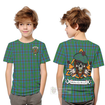 Snodgrass Tartan Kid T-Shirt with Family Crest and Bearded Skull Holding Bottles of Whiskey Youth XL Size14 - Tartan Vibes Clothing