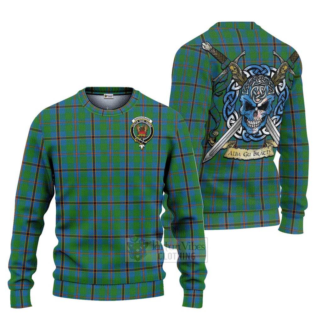 Snodgrass Tartan Ugly Sweater with Family Crest Celtic Skull Style Unisex - Tartan Vibes Clothing