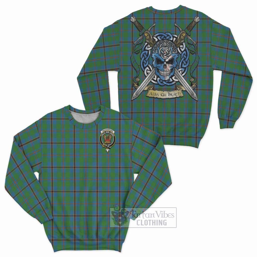 Snodgrass Tartan Sweatshirt with Family Crest Celtic Skull Style Unisex - Tartan Vibes Clothing
