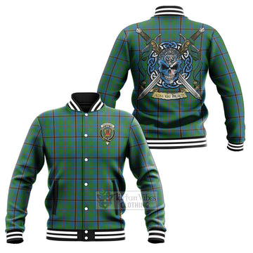 Snodgrass Tartan Baseball Jacket with Family Crest Celtic Skull Style Unisex - Tartan Vibes Clothing