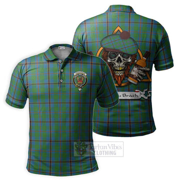Snodgrass Tartan Polo Shirt with Family Crest and Bearded Skull Holding Bottles of Whiskey Kid - Tartan Vibes Clothing
