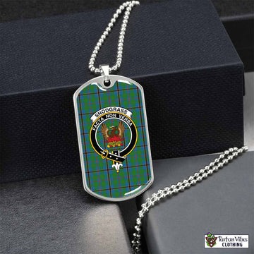 Tartan Vibes Clothing Snodgrass Tartan Dog Tag Necklace with Family Crest