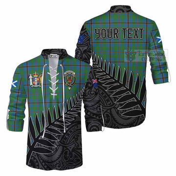 Snodgrass Crest Tartan Ghillie Kilt Shirt with New Zealand Silver Fern Half Style Men - Tartan Vibes Clothing