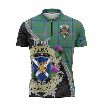Snodgrass Tartan Family Crest Zipper Polo Shirt Lion Rampant Royal Thistle Shield Celtic Inspired Unisex - Tartan Vibes Clothing