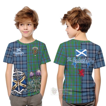 Snodgrass Tartan Kid T-Shirt Happy St. Andrew's Day Half Tartan Style Youth XL Size14 - Tartan Vibes Clothing