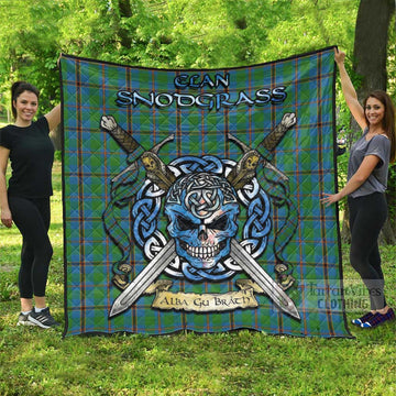 Snodgrass Tartan Quilt with Celtic Skull Alba Gu Brath Style Super King Quilt 91" x 110" - Tartan Vibes Clothing