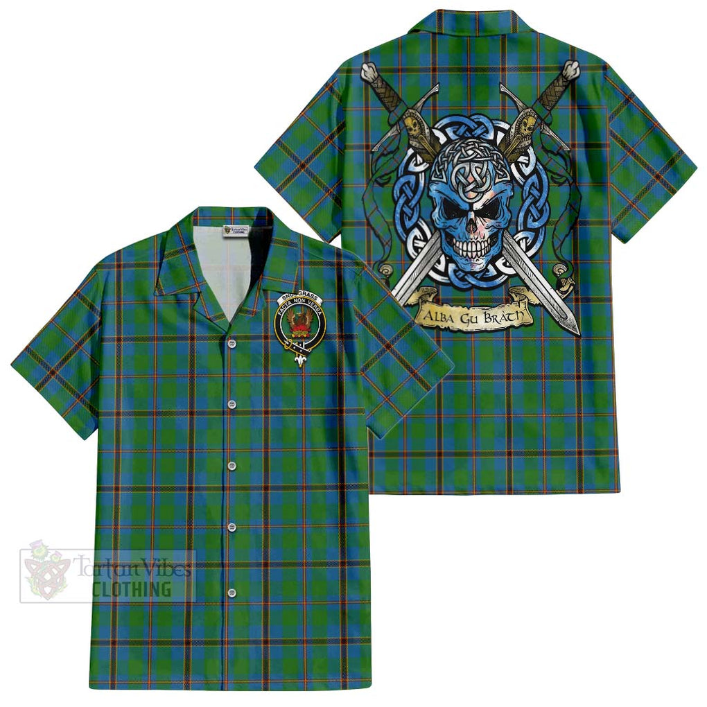 Snodgrass Tartan Hawaiian Shirt with Family Crest Celtic Skull Style Kid - Tartan Vibes Clothing