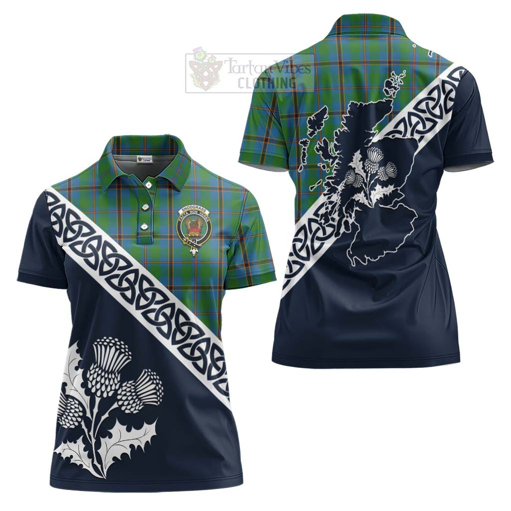 Snodgrass Tartan Women's Polo Shirt Featuring Thistle and Scotland Map Women - Tartanvibesclothing Store
