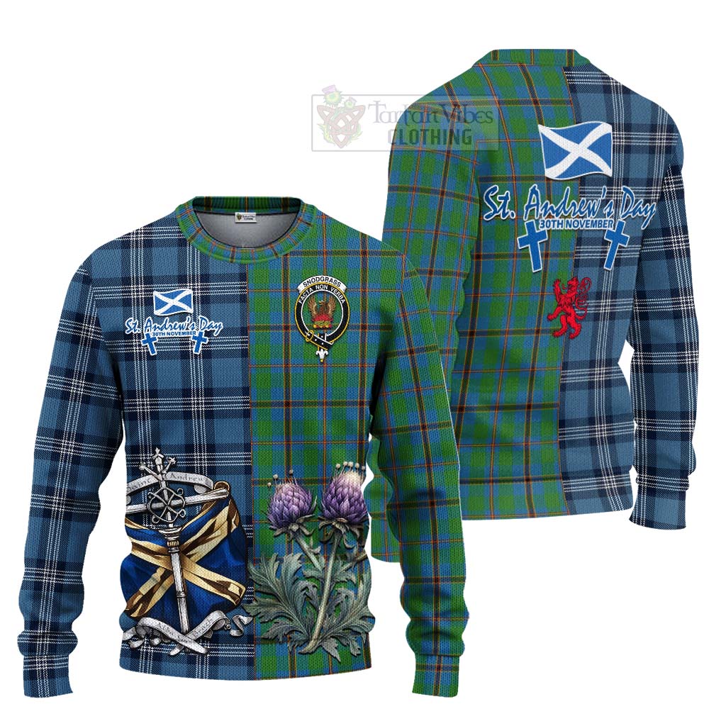 Snodgrass Tartan Knitted Sweater Happy St. Andrew's Day Half Tartan Style Unisex - Tartan Vibes Clothing