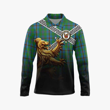 Snodgrass Crest Tartan Long Sleeve Polo Shirt with Golden Lion Emblem Celtic Style Unisex - Tartan Vibes Clothing