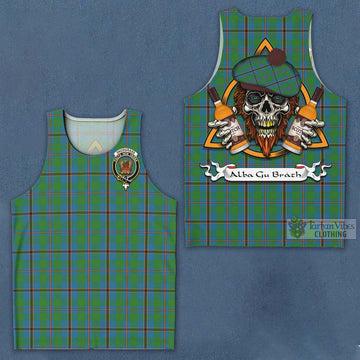 Snodgrass Tartan Men's Tank Top with Family Crest and Bearded Skull Holding Bottles of Whiskey Men - Tartan Vibes Clothing