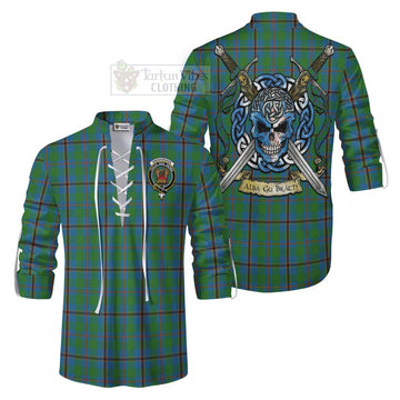 Snodgrass Tartan Ghillie Kilt Shirt with Family Crest Celtic Skull Style Men - Tartan Vibes Clothing