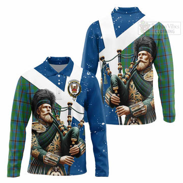 Snodgrass Tartan Long Sleeve Polo Shirt with Family Crest Scottish Bagpiper Vibes Unisex - Tartan Vibes Clothing