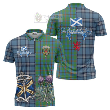 Snodgrass Tartan Zipper Polo Shirt Happy St. Andrew's Day Half Tartan Style Unisex - Tartan Vibes Clothing