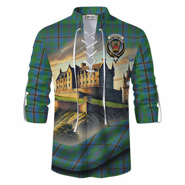 Snodgrass Tartan Family Crest Ghillie Kilt Shirt with Scottish Ancient Castle Style Men - Tartan Vibes Clothing