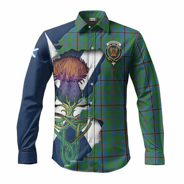 Tartan Vibes Clothing Snodgrass Tartan Family Crest Long Sleeve Button Shirt Scottish Thistle Celtic Inspired