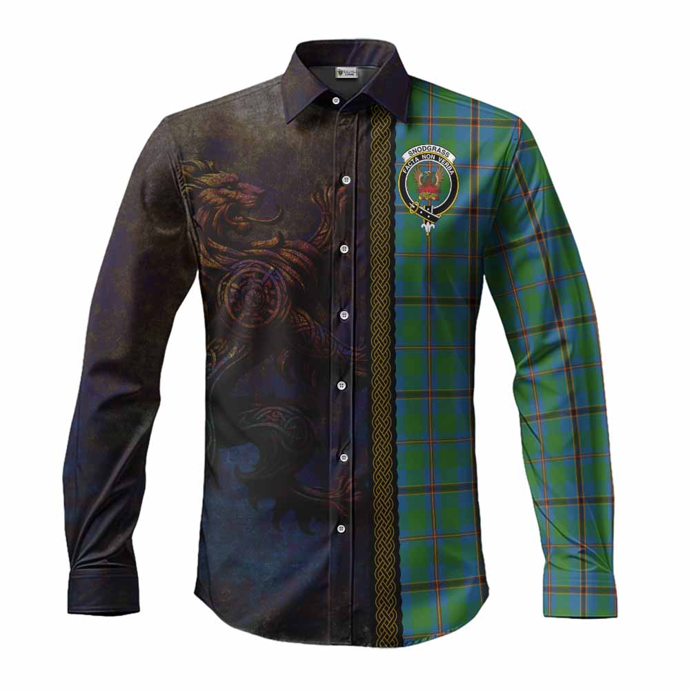 Snodgrass Tartan Family Crest Long Sleeve Button Shirt Alba Gu Brath Be Brave Lion Ancient Style Men's Shirt S - Tartan Vibes Clothing