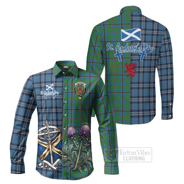 Snodgrass Tartan Long Sleeve Button Shirt Happy St. Andrew's Day Half Tartan Style Men's Shirt S - Tartan Vibes Clothing