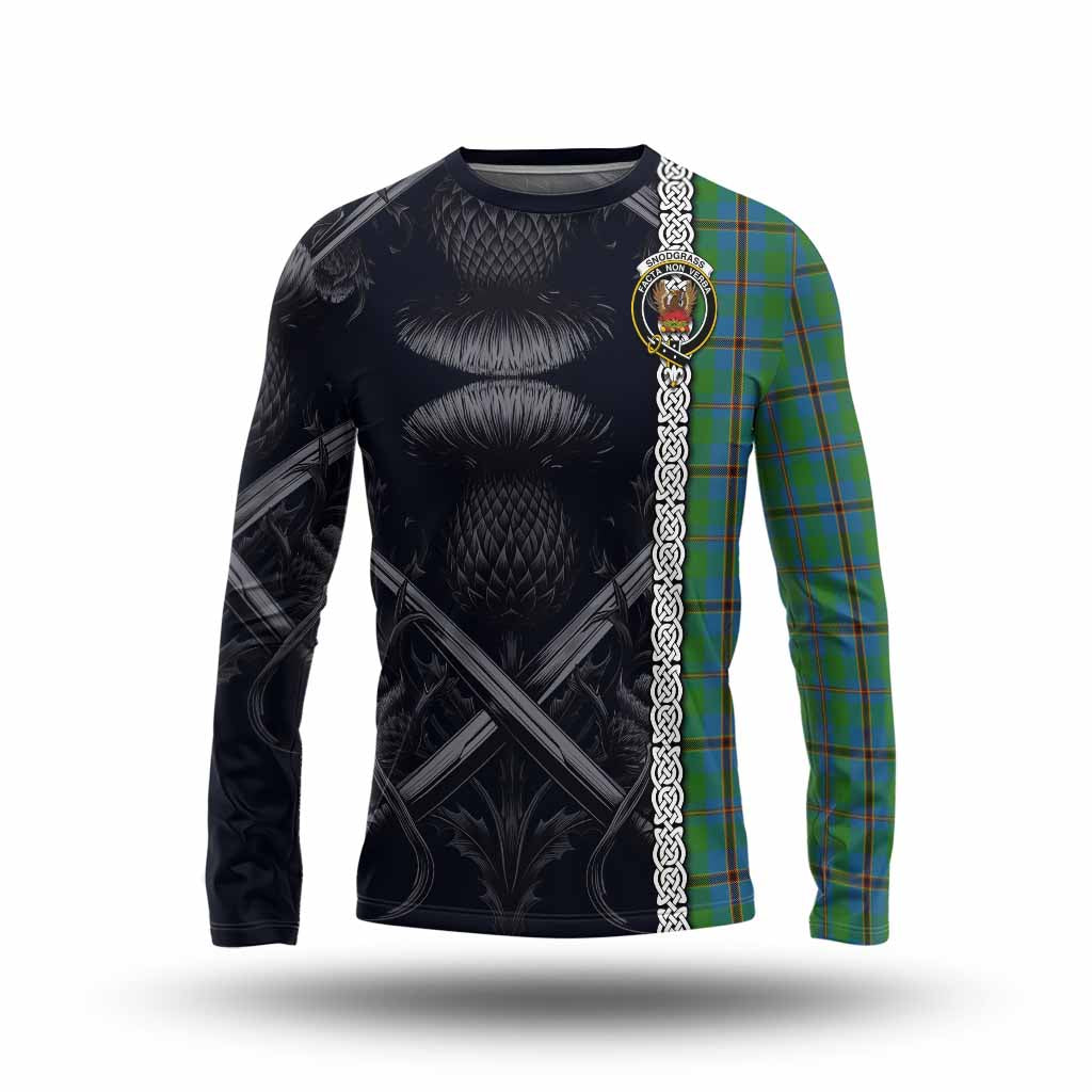 Snodgrass Tartan Long Sleeve T-Shirt with Family Crest Cross Sword Thistle Celtic Vibes Unisex - Tartan Vibes Clothing
