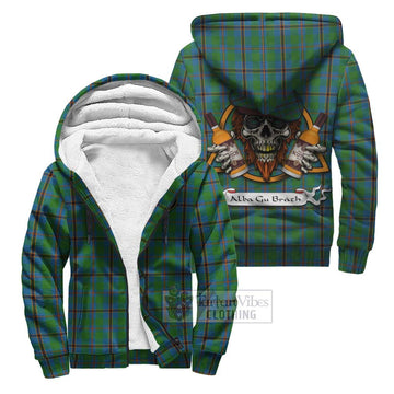 Snodgrass Tartan Sherpa Hoodie with Family Crest and Bearded Skull Holding Bottles of Whiskey Unisex S - Tartan Vibes Clothing