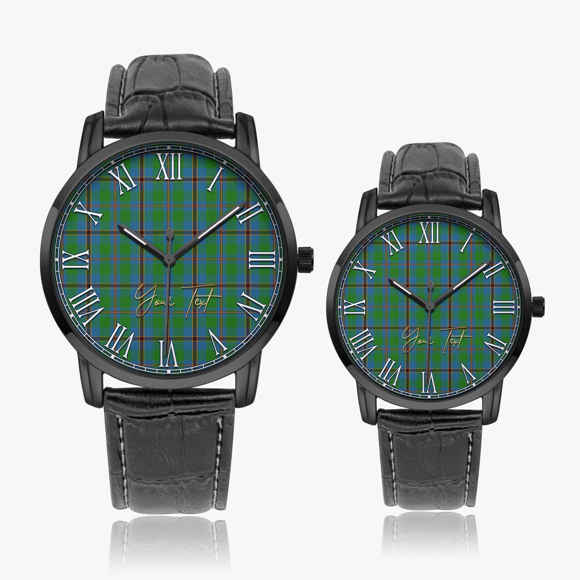 Snodgrass Tartan Personalized Your Text Leather Trap Quartz Watch Wide Type - Tartan Vibes Clothing
