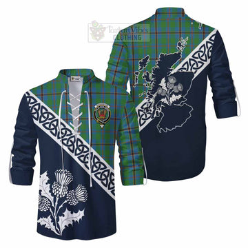 Snodgrass Tartan Ghillie Kilt Shirt Featuring Thistle and Scotland Map Men - Tartan Vibes Clothing