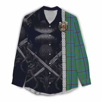Snodgrass Tartan Women's Casual Shirt with Family Crest Cross Sword Thistle Celtic Vibes Female - Tartan Vibes Clothing