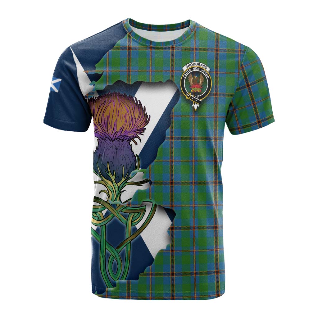 Tartan Vibes Clothing Snodgrass Tartan Family Crest Cotton T-shirt Scottish Thistle Celtic Inspired