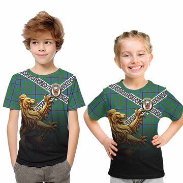 Snodgrass Crest Tartan Kid T-Shirt with Golden Lion Emblem Celtic Style Youth XL Size14 - Tartan Vibes Clothing