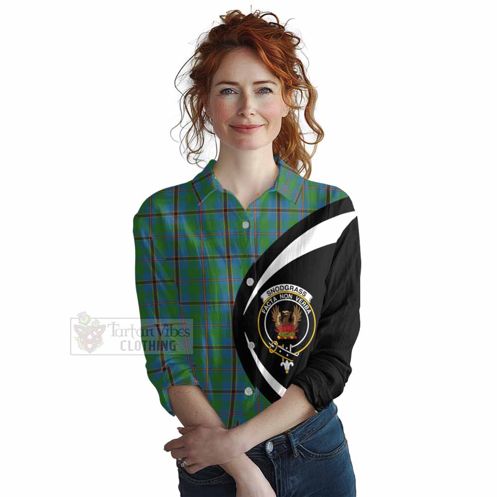 Snodgrass Tartan Women's Casual Shirt with Family Crest Circle Style Female - Tartan Vibes Clothing