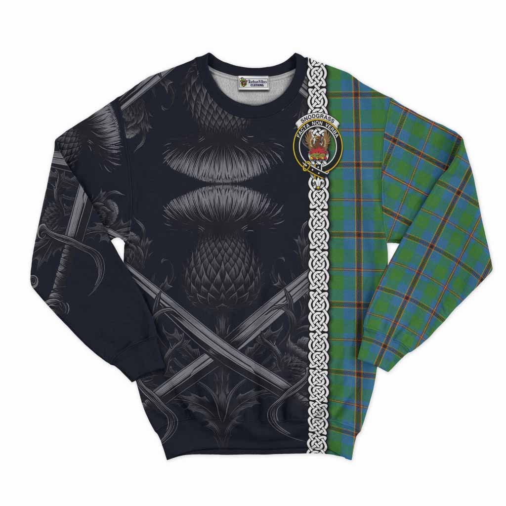 Snodgrass Tartan Sweatshirt with Family Crest Cross Sword Thistle Celtic Vibes Unisex - Tartan Vibes Clothing