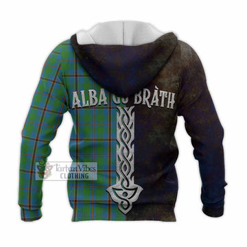 Tartan Vibes Clothing Snodgrass Tartan Family Crest Knitted Hoodie Alba Gu Brath Be Brave Lion Ancient Style