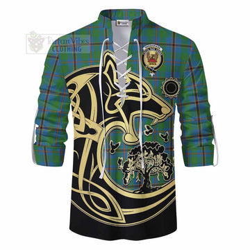 Snodgrass Tartan Ghillie Kilt Shirt with Family Crest Celtic Wolf Style - Tartan Vibes Clothing