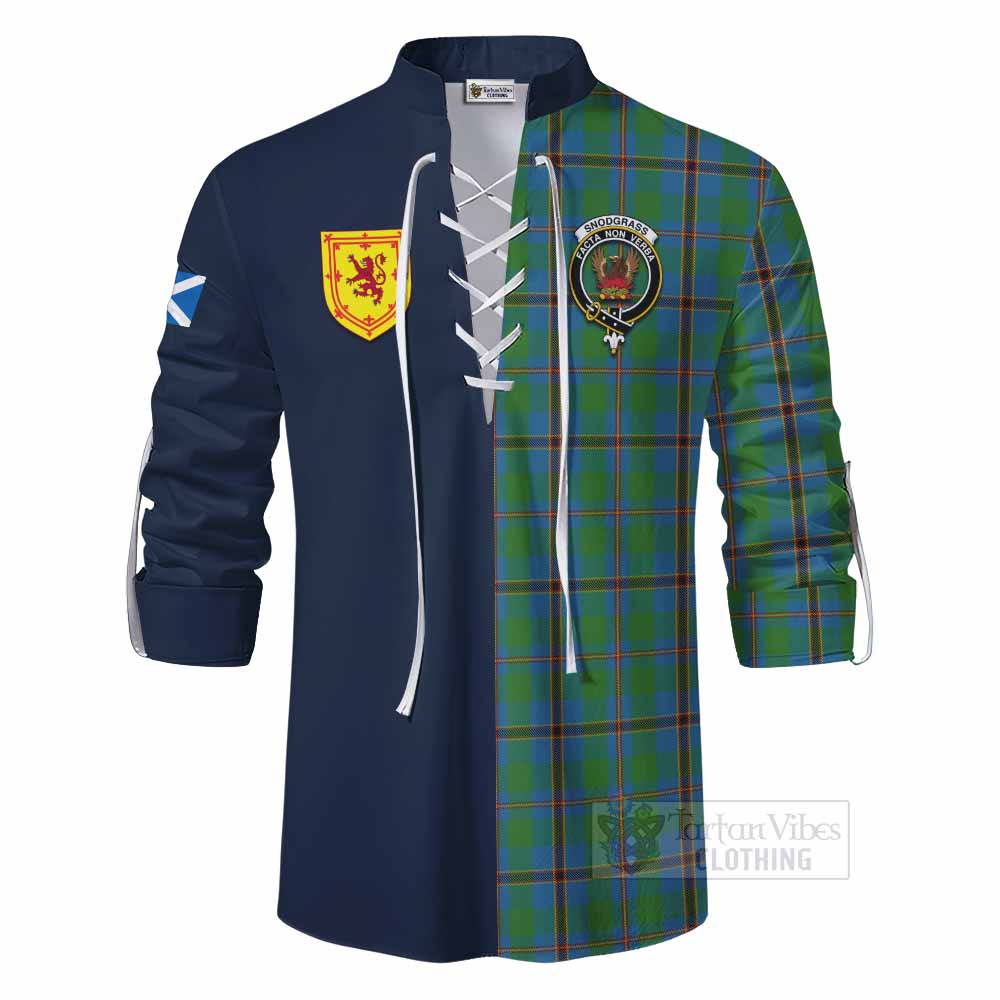 Snodgrass Tartan Ghillie Kilt Shirt Alba with Scottish Lion Royal Arm Half Style - Tartan Vibes Clothing