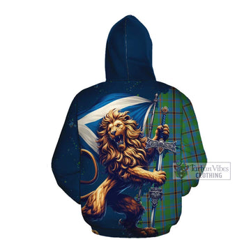 Snodgrass Tartan Family Crest Cotton Hoodie with Scottish Majestic Lion Pullover Hoodie - Tartan Vibes Clothing