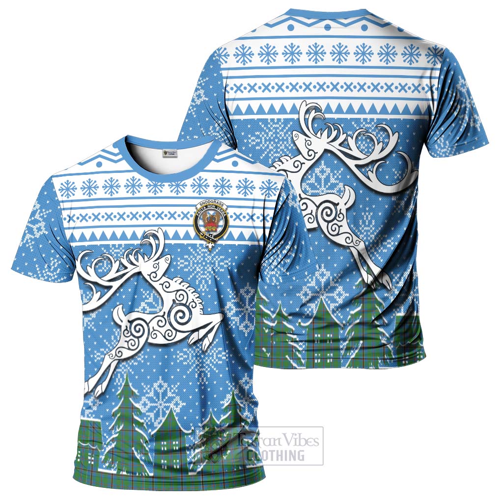 Snodgrass Clan Christmas T-Shirt Celtic Reindeer Style - Tartan Vibes Clothing